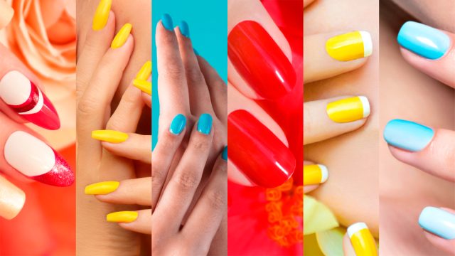 hands with colorful nails